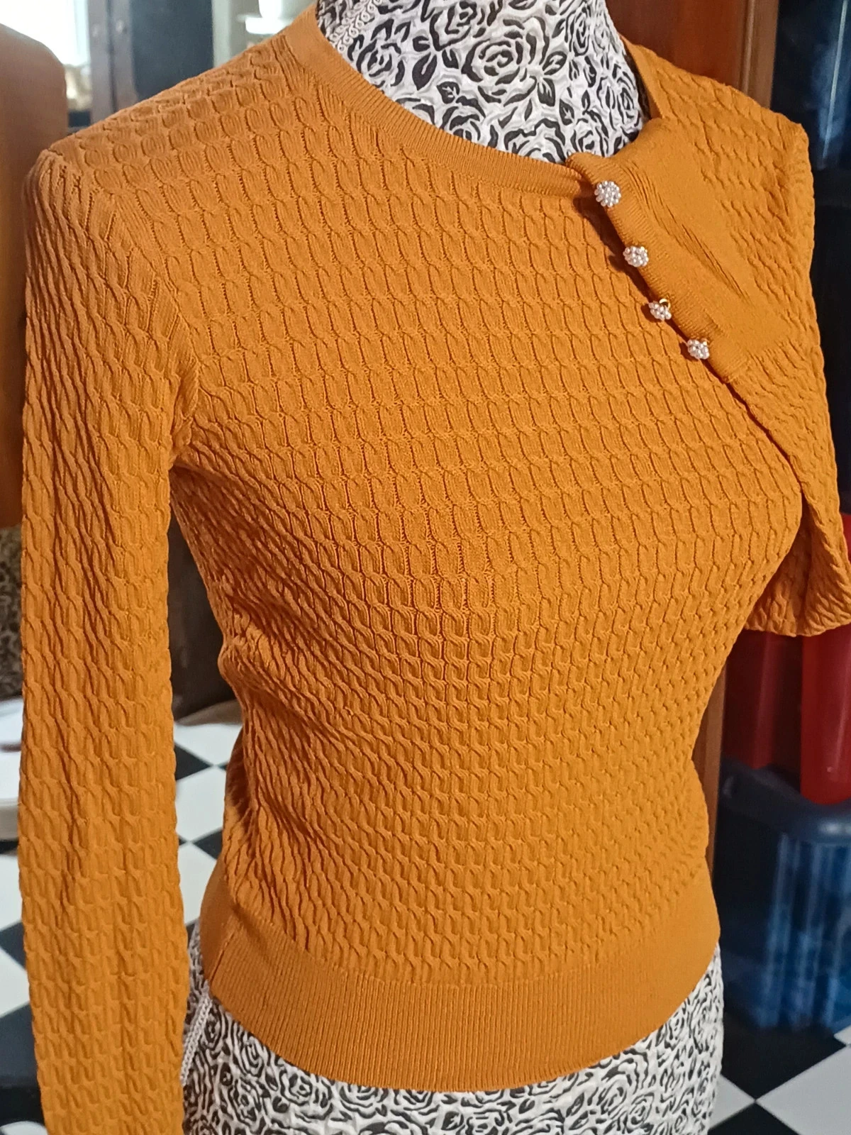 Suéter pequeno ocre mostarda Zara tamanho L – photo 4